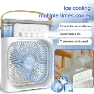 Air Cooler Fan 3 in 1 Mini Portable Fan Humidifier with 7 Colors LED Light Air Conditioner Cooler Water Cooling by Dhaka shhopping zone